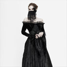 DEVIL FASHION Women's Gothic Lace Veil  with Rose & Feather  Accessory