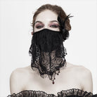 DEVIL FASHION Women's Gothic Lace Veil  with Rose & Feather  Accessory