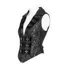 DEVIL FASHION Women's Gothic Lapel Cross Zip Front Swallow Tail Vest