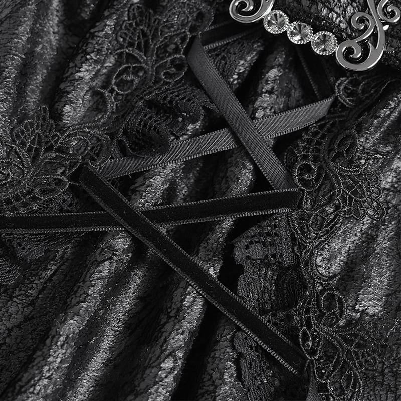 DEVIL FASHION Women's Gothic Layered Lace-Trimmed Buckle-up Leg Warmers