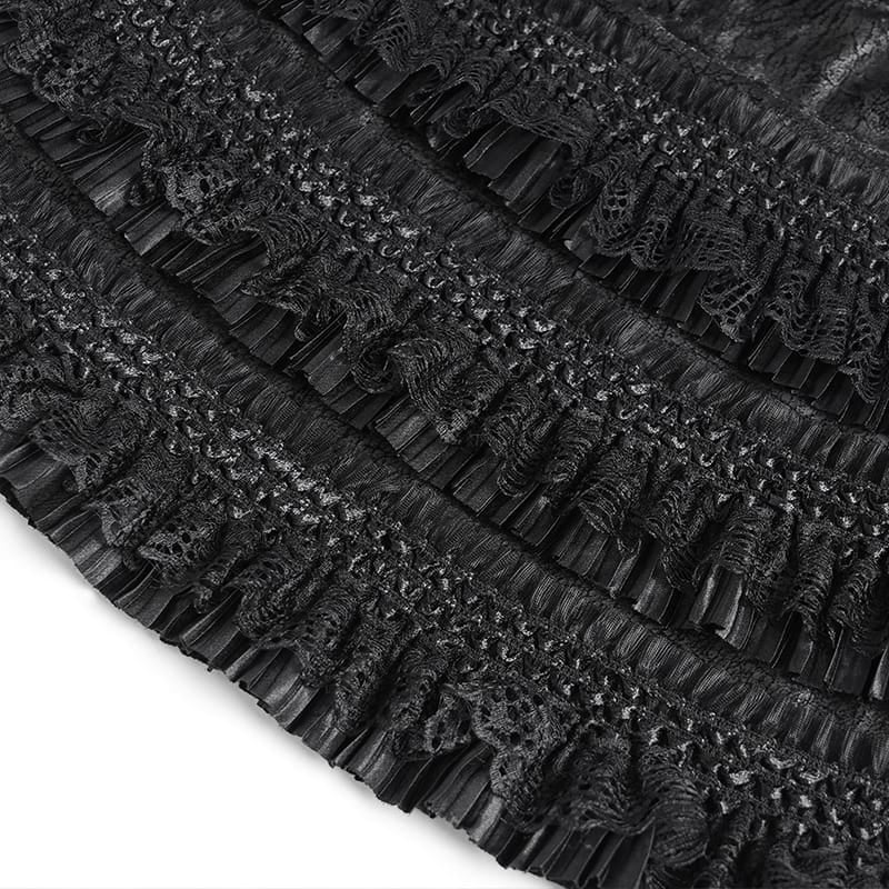 DEVIL FASHION Women's Gothic Layered Lace-Trimmed Buckle-up Leg Warmers