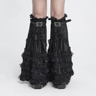DEVIL FASHION Women's Gothic Layered Lace-Trimmed Buckle-up Leg Warmers