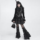 DEVIL FASHION Women's Gothic Layered Lace-Trimmed Buckle-up Leg Warmers