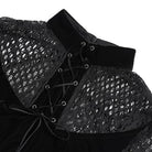 DEVIL FASHION Women's Gothic Mesh Lace-Up Mock Neck Long Sleeve Top