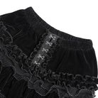 DEVIL FASHION Women's Gothic Multi-Layer Beaded Ruffle Velvet Shorts Black