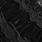 DEVIL FASHION Women's Gothic Multi-Layer Beaded Ruffle Velvet Shorts Black