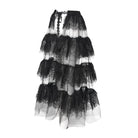 DEVIL FASHION Women's Gothic Multilayer Floral Lace Mesh Maxi Skirt
