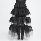 DEVIL FASHION Women's Gothic Multilayer Floral Lace Mesh Maxi Skirt