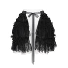 DEVIL FASHION Women's Gothic Multilayer Ruffle Lace Mesh Mini Skirt