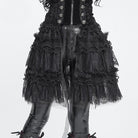 DEVIL FASHION Women's Gothic Multilayer Ruffle Lace Mesh Mini Skirt
