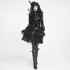 DEVIL FASHION Women's Gothic Multilayer Ruffle Lace Mesh Mini Skirt