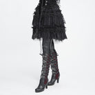 DEVIL FASHION Women's Gothic Multilayer Ruffle Lace Mesh Mini Skirt