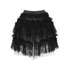 DEVIL FASHION Women's Gothic Multilayer Ruffle Lace Mesh Mini Skirt