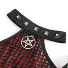 DEVIL FASHION Women's Gothic Off Shoulder Buckle Sheer Crop Top Red