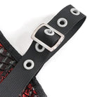 DEVIL FASHION Women's Gothic Off Shoulder Buckle Sheer Crop Top Red