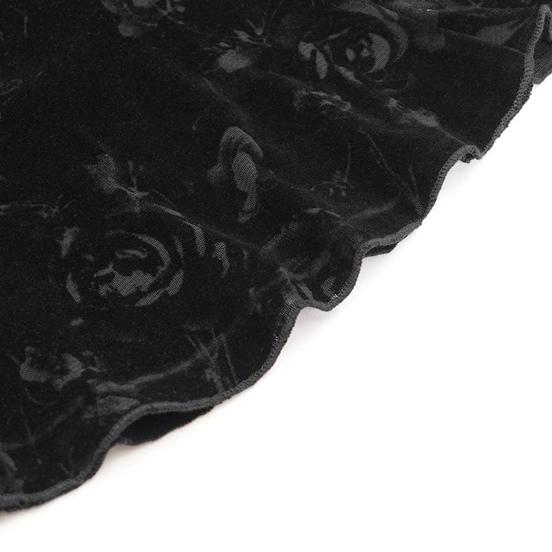 DEVIL FASHION Women's Gothic Off-the-shoulder Flocking Velvet Shirt