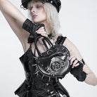 DEVIL FASHION Women's Gothic Pentacle Spiked Heart-Shaped Handbag Black