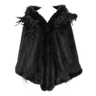 DEVIL FASHION Women's Gothic Plumed Floral Embroidered Cape