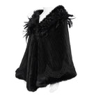 DEVIL FASHION Women's Gothic Plumed Floral Embroidered Cape