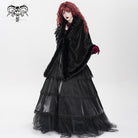 DEVIL FASHION Women's Gothic Plumed Floral Embroidered Cape
