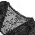 DEVIL FASHION Women's Gothic Plunging V-Neck Floral Mesh Bell Sleeve Top
