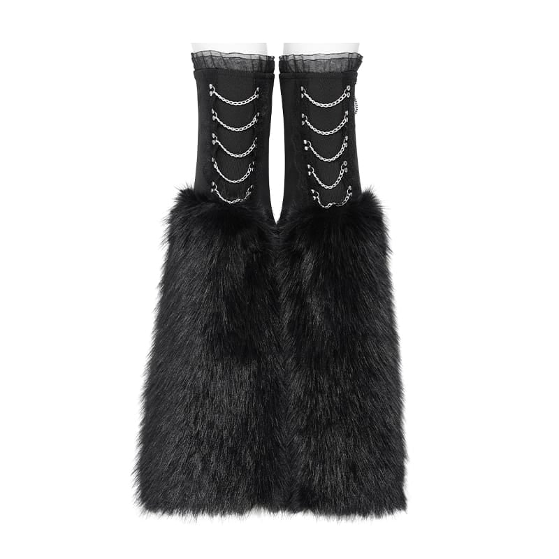 DEVIL FASHION Women's Gothic Plush Chains Leg Warmers Black