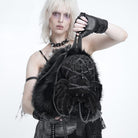 DEVIL FASHION Women's Gothic Plush Chains Spider Backpack Black