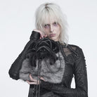 DEVIL FASHION Women's Gothic Plush Chains Spider Backpack Grey-Black