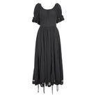 DEVIL FASHION Women's Gothic Puff Sleeved Drawstring Prom Dress