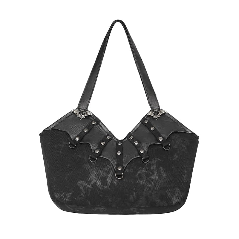 DEVIL FASHION Women's Gothic Rivet Bat Tote Bag