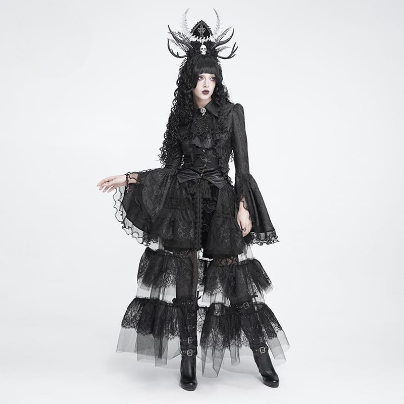DEVIL FASHION Women's Gothic Rose Cross Skull Headwear