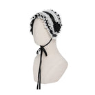 DEVIL FASHION Women's Gothic Rose Lace Ruffled  Headwear Black-White