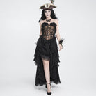 DEVIL FASHION Women's Gothic Rose Ruffle High Low Hem Skirt