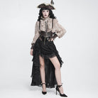DEVIL FASHION Women's Gothic Rose Ruffle High Low Hem Skirt
