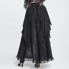 DEVIL FASHION Women's Gothic Rose Ruffle High Low Hem Skirt