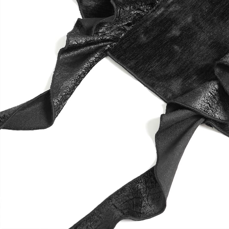 DEVIL FASHION Women's Gothic Ruffle Plunging V-Neck Halter Dress