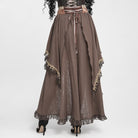 DEVIL FASHION Women's Gothic Ruffle Rose Irregular Hem Skirt