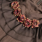 DEVIL FASHION Women's Gothic Ruffle Rose Irregular Hem Skirt