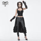 DEVIL FASHION Women's Gothic Ruffled Buckle Long Overskirts