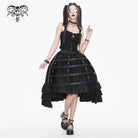 DEVIL FASHION Women's Gothic Ruffled Buckle Long Overskirts