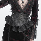 DEVIL FASHION Women's Gothic Ruffled Buckle Straps Lace-up Girdle