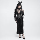 DEVIL FASHION Women's Gothic Ruffled Buckle Straps Lace-up Girdle