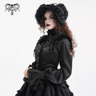 DEVIL FASHION Women's Gothic Ruffled Lace Long Sleeved Blouse