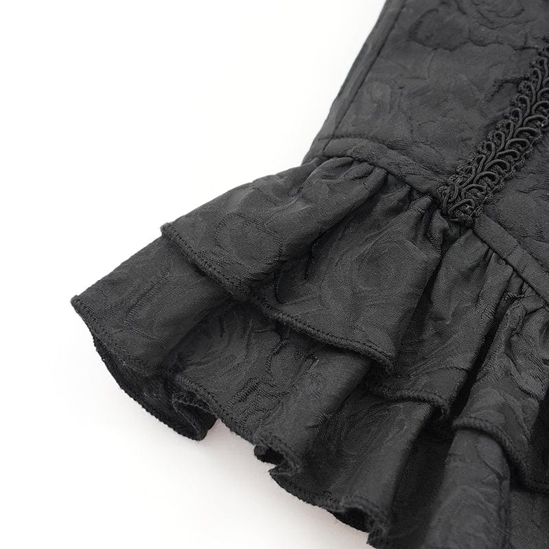 DEVIL FASHION Women's Gothic Ruffled Lace Splice Underbust Corset Black
