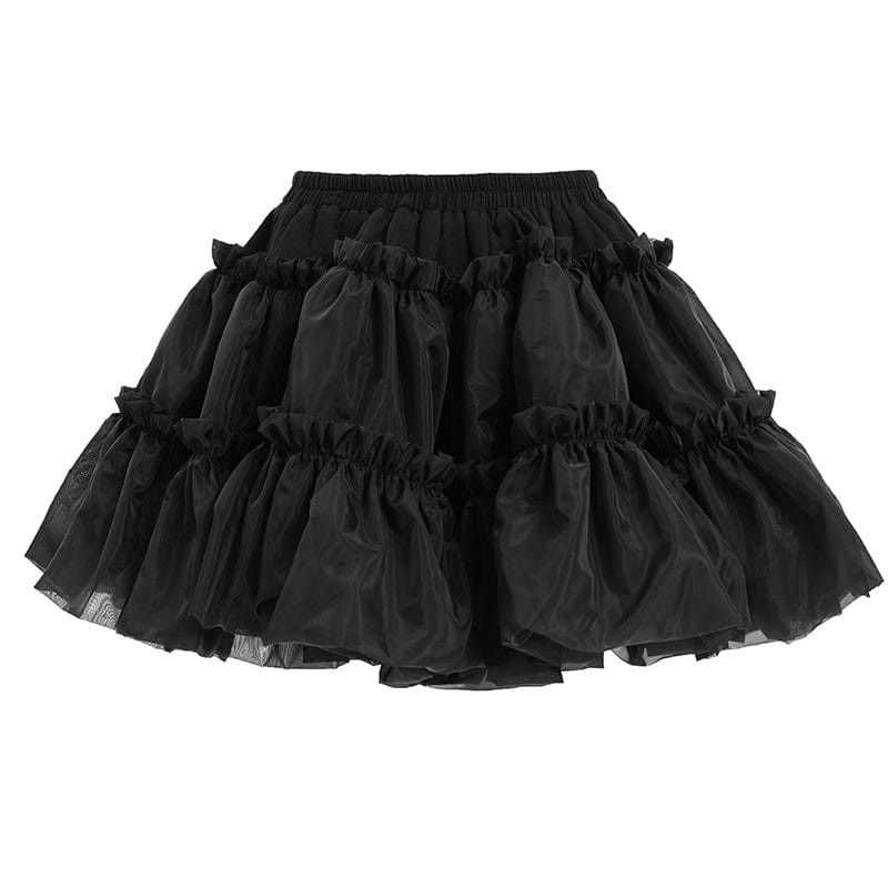 DEVIL FASHION Women's Gothic Ruffled Mesh Bubble Short Skirt