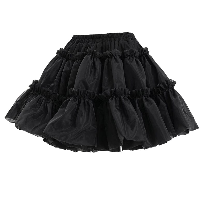 DEVIL FASHION Women's Gothic Ruffled Mesh Bubble Short Skirt