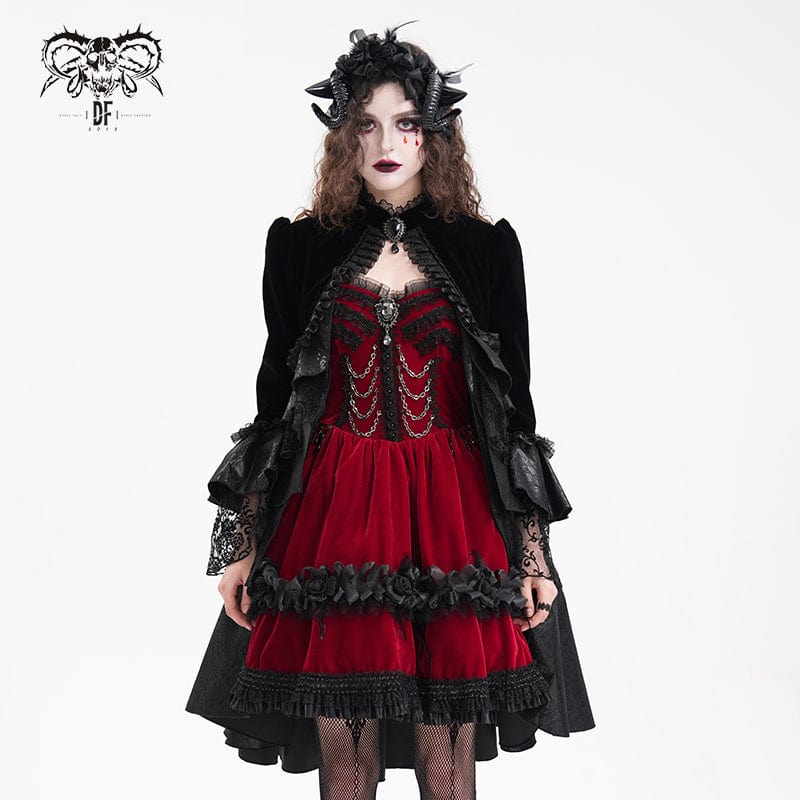 DEVIL FASHION Women's Gothic Ruffled Mesh Lace Jacket