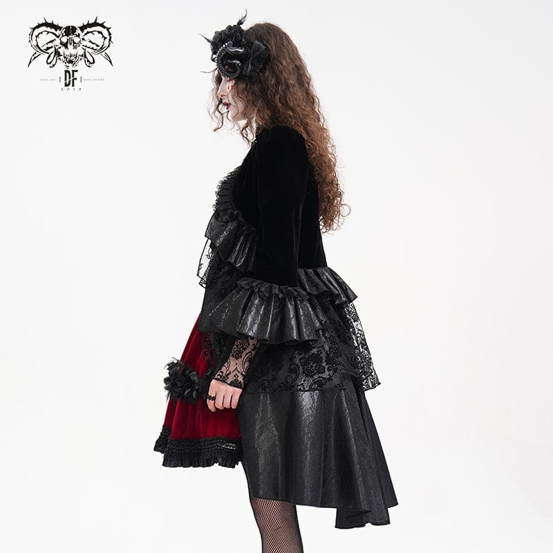 DEVIL FASHION Women's Gothic Ruffled Mesh Lace Jacket