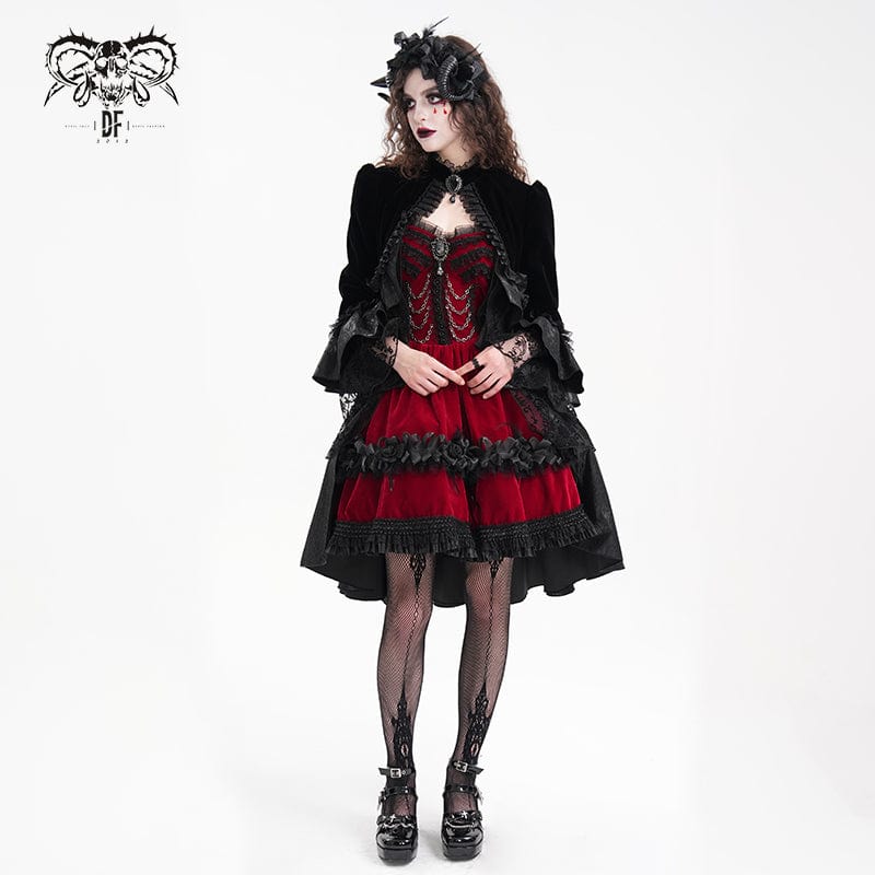 DEVIL FASHION Women's Gothic Ruffled Mesh Lace Jacket