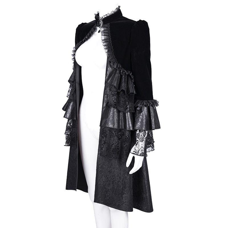 DEVIL FASHION Women's Gothic Ruffled Mesh Lace Jacket